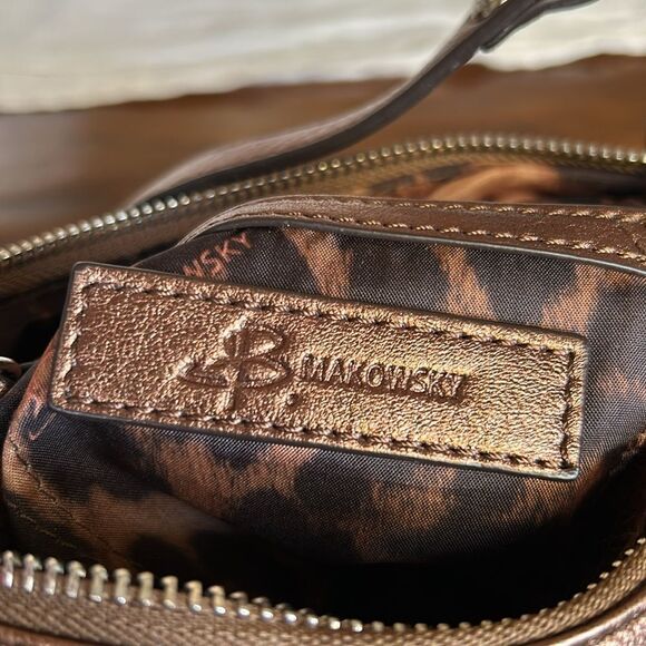 B.Makoswsky Bronze with sliver & Gold accent cross body Bag NWOT - Picture 6 of 11